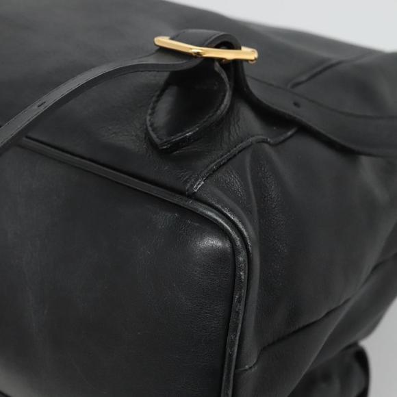 GUCCI Bamboo Backpack Leather Black Gold 003 2058 0016 Auth 136184